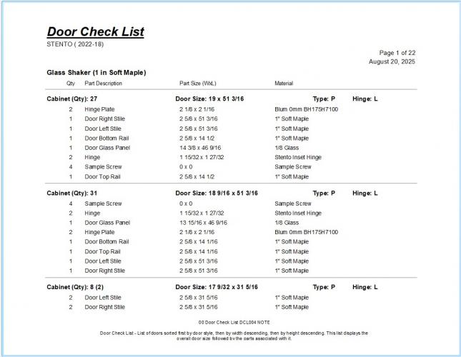 00 Door Check List  DCL004 NOTE