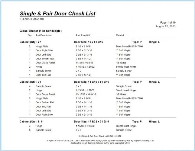 00 Single & Pair Door Check List DCL010 NOTE