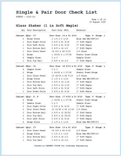 Single & Pair Door Check List DCL010